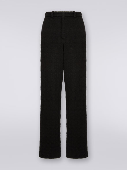Pantalones clásicos con confección efecto encaje , Negro    - DS23WI2BBR00SU93911