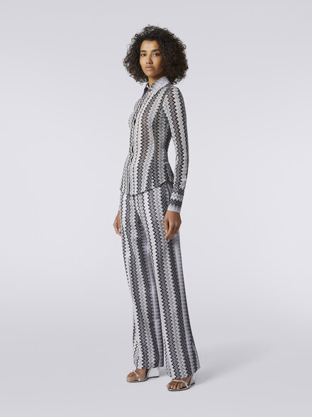 Straight zigzag viscose trousers with lurex, Multicoloured  - DS23WI2BBR00T8S91HH