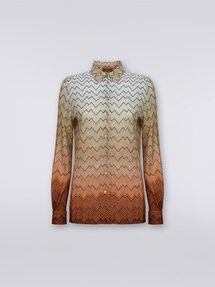 Raschel knit zigzag viscose shirt with lurex , White  - DS23WJ06BR00P1S207F