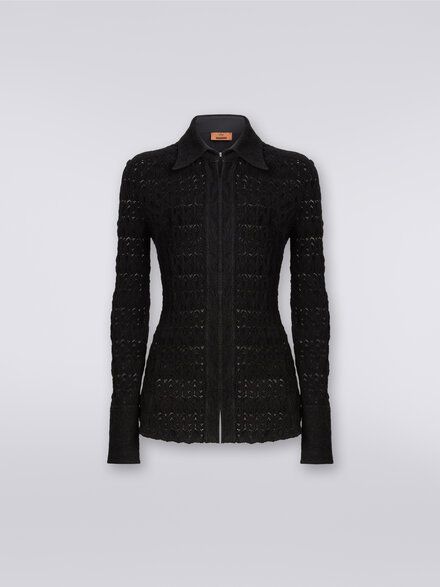 Viscose blend lace-effect shirt , Black    - DS23WJ0BBR00SU93911