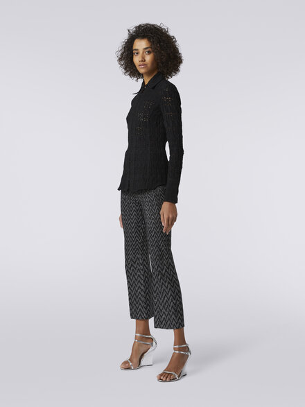 Viscose blend lace-effect shirt, Black    - DS23WJ0BBR00SU93911