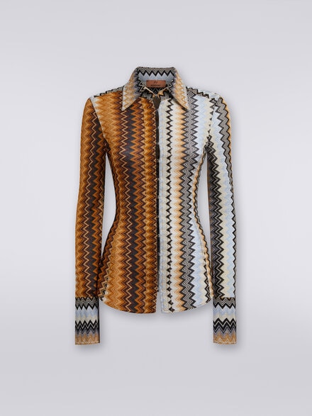 Viscose chevron shirt with lurex, Multicoloured  - DS23WJ0BBR00T8S80BB