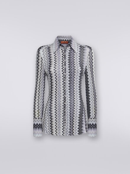 Viscose chevron shirt with lurex, Multicoloured  - DS23WJ0BBR00T8S91HH