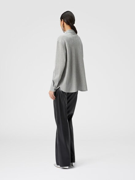 Cotton and viscose lamé oversized shirt, Grey - DS23WJ0MBR00WNS91IT
