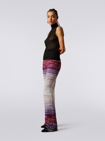 Raschel knit wool and viscose sleeveless top, Black    - DS23WK01BR00NU93911