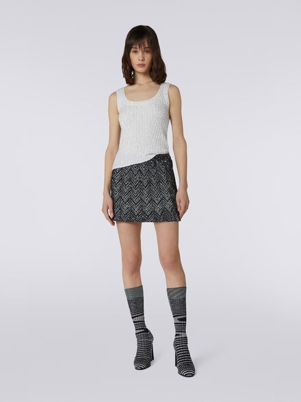 Tanktop aus Viskosemischgewebe mit Pailletten, Weiß  - DS23WK0YBK025RS00GS