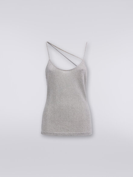 Cotton and viscose lamé tank top, Grey - DS23WK25BR00WNS91IT