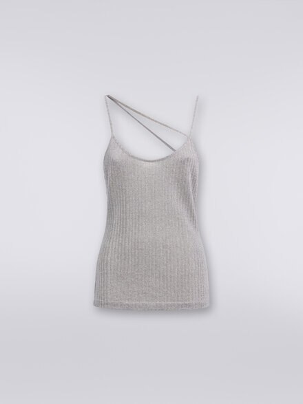 Tanktop aus Baumwolle und Viskose mit Lamé, Grau - DS23WK25BR00WNS91IT