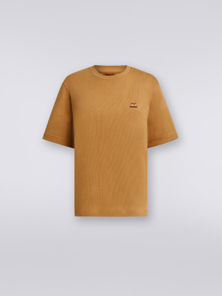 T-shirt à col ras du cou en coton avec broderie et logo, Vert  - DS23WL07BJ00IE60726