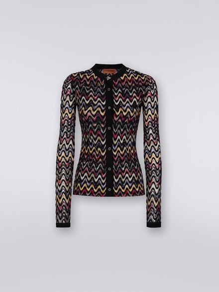Zigzag cardigan in raschel knit wool and viscose  , Multicoloured  - DS23WM0VBR00P3SM8WE