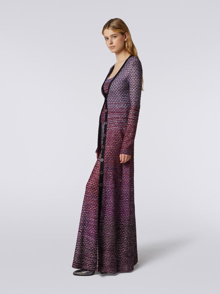 Long viscose blend cardigan with mesh and sequins, Red  - DS23WM10BK026WS506H