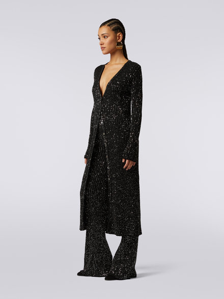 Viscose blend cardigan with sequins, Black    - DS23WM1IBK025RS90DI