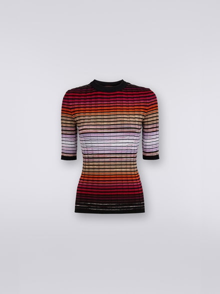 Ribbed cotton and viscose pullover , Multicoloured  - DS23WN0XBK026YS414D