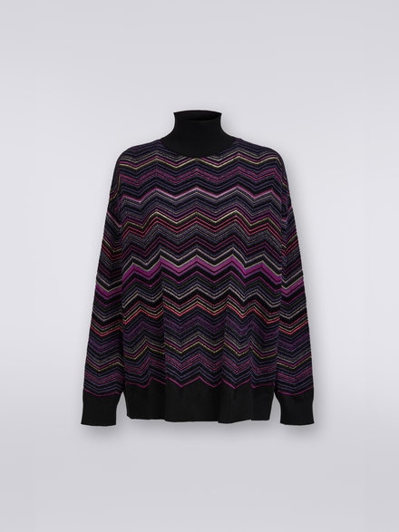 Oversize-Pullover aus Wolle und Viskose mit Chevronmuster, Mehrfarbig  - DS23WN1FBK025JSM91G