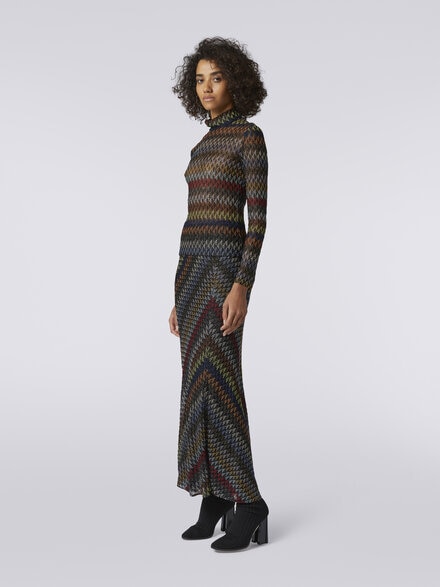 High-neck viscose blend pullover, Multicoloured  - DS23WN22BR00K8S91HI