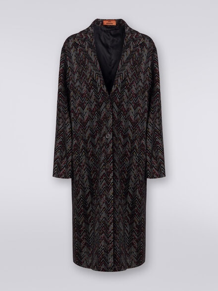 Single-breasted coat in zigzag wool blend, Multicoloured  - DS24SC0BBR00UPSM96R