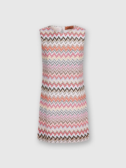 Mini-robe en viscose mélangée lamée à zig zag, Multicolore  - DS24SG1JBR00UXSM975