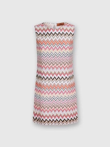 Minivestido en mezcla de viscosa lamé zigzag, Multicolor  - DS24SG1JBR00UXSM975