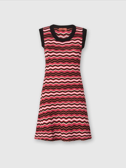 Sleeveless dress in zigzag knit , Multicoloured  - DS24SG2EBK034FSM9AM