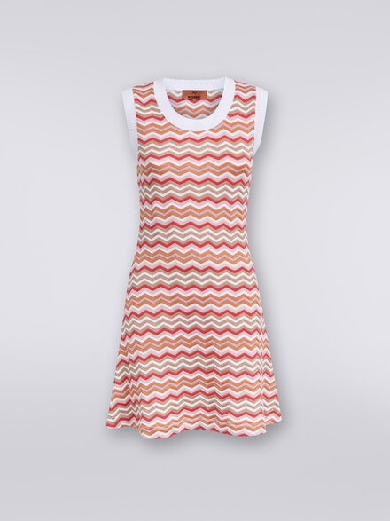 Sleeveless dress in zigzag knit , Multicoloured  - DS24SG2EBK034FSM9AN