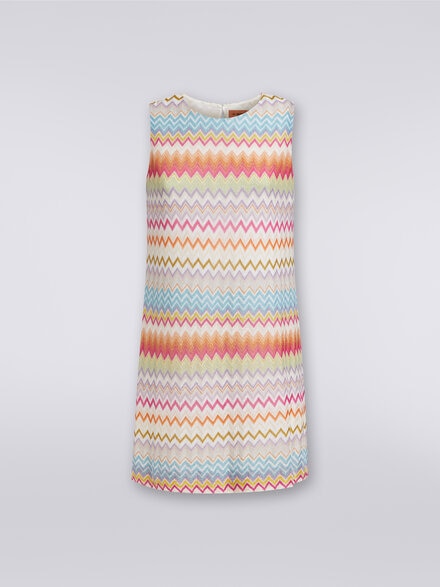 Zigzag viscose pouch dress with lurex, Multicoloured  - DS24SG55BR00YBSM9CH