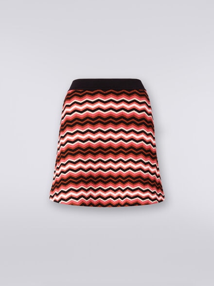 Miniskirt in zigzag knit, Multicoloured  - DS24SH0RBK034FSM9AM