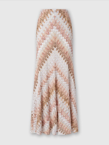 Long skirt in lace-effect lamé viscose blend , Multicoloured  - DS24SH0ZBR00UOSM96V