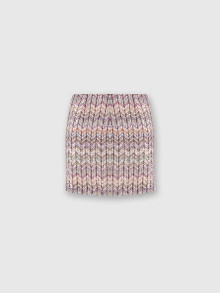 Zigzag cotton blend miniskirt with sequins, Multicoloured  - DS24SH1ZBC004JSM9C9