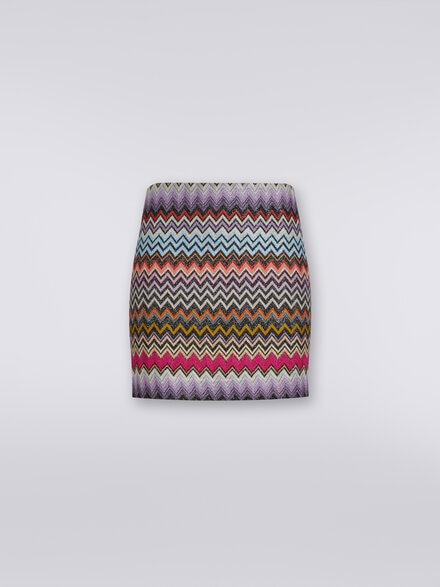 Zigzag viscose miniskirt with lurex, Multicoloured  - DS24SH24BR00YBSM9CI