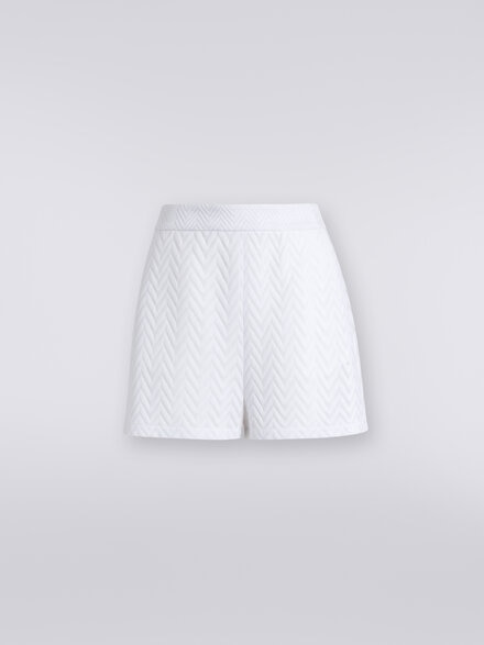 Pantalones cortos de algodón y viscosa a espigas, Blanco  - DS24SI09BR00JE14001