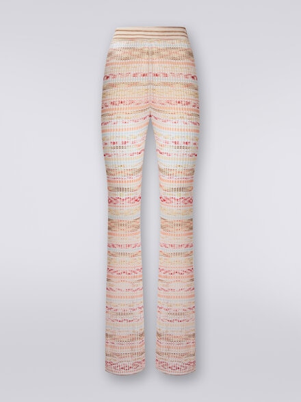 Ribbed trousers in slub viscose knit, Multicoloured  - DS24SI0FBK033GSM9AW