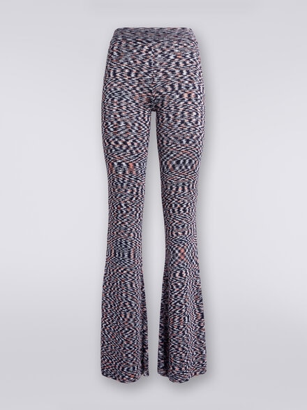 Flared trousers in slub viscose blend, Blue - DS24SI0MBK033SF705S