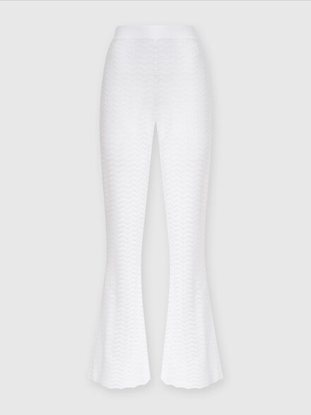 Trousers in zigzag knit  , White  - DS24SI0NBK033W14001