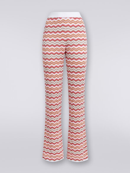 Trousers in zigzag viscose and cotton knit, Multicoloured  - DS24SI0NBK034FSM9AN
