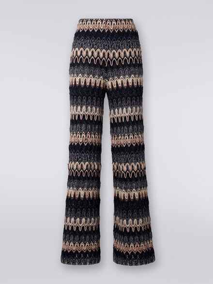 Trousers in lamé viscose blend with lace-effect waves, Multicoloured  - DS24SI0RBR00UOSM976