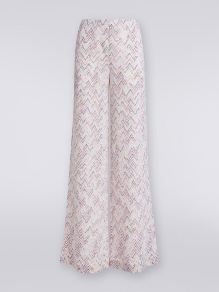 Palazzo trousers in viscose and wool with zigzag pattern, Multicoloured  - DS24SI0RBR00UPSM96S