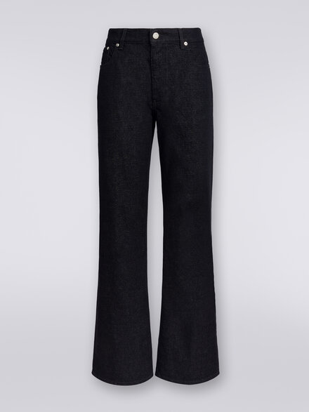 Five-pocket trousers in lamé denim, Black    - DS24SI0VBW00S993911
