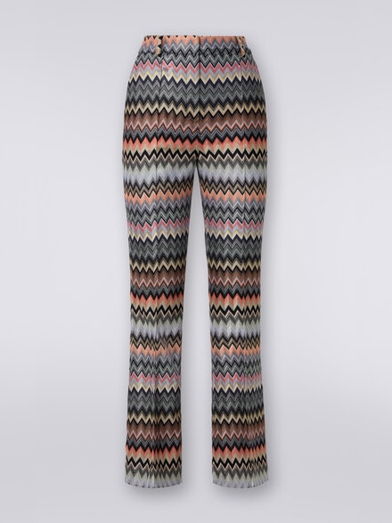 Cropped trousers in zigzag viscose and cotton, Multicoloured  - DS24SI0XBR00UMSM96P
