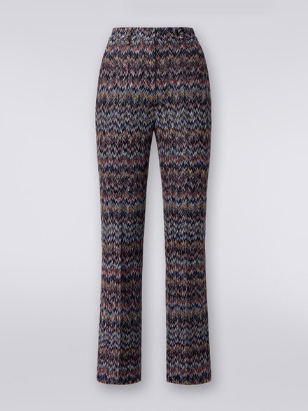 Cropped trousers in zigzag lamé viscose blend, Multicoloured  - DS24SI0XBR00UYSM96U