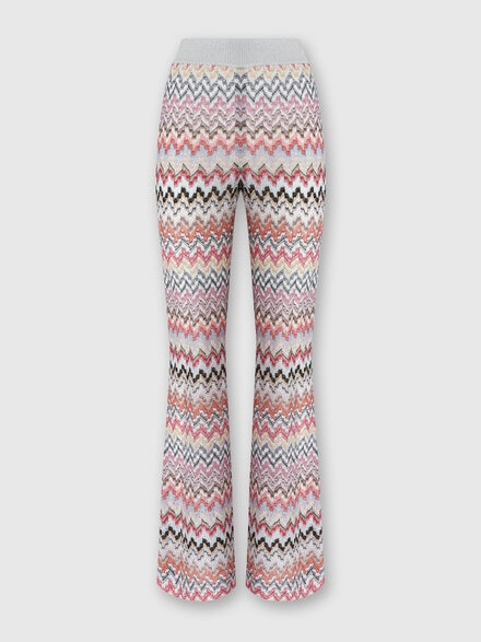Flared trousers in zigzag lamé viscose blend, Multicoloured  - DS24SI0ZBR00UXSM975