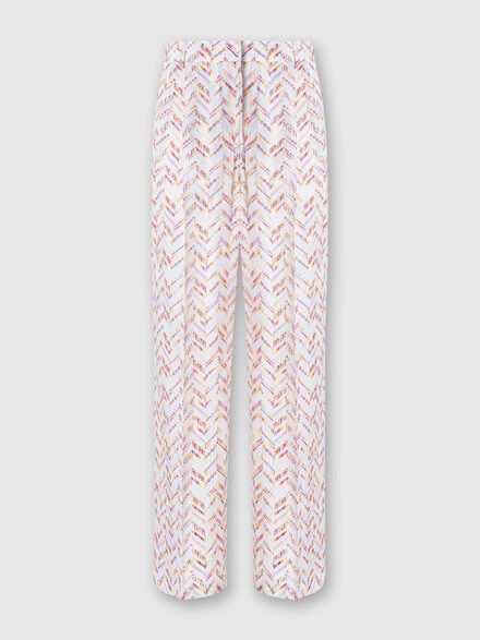 Cotton poplin trousers with eyelet lace, Multicoloured  - DS24SI18BW00SVSM9DW
