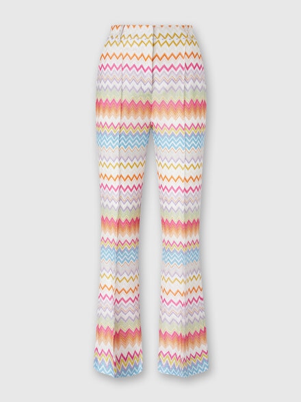 Capri trousers in chevron lamé knit with sequins, Multicoloured  - DS24SI1TBR00YBSM9CH