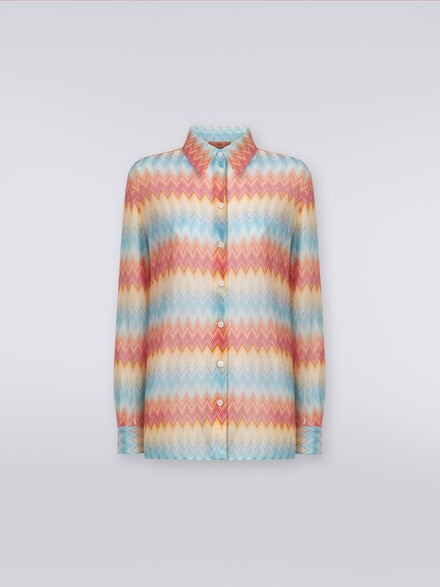Camicia in maglia di viscosa chevron, Multicolore  - DS24SJ0GBR00Y7S10AS