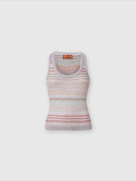Tank top in mesh knit with sequin appliqué , Multicoloured  - DS24SK0JBK033PSM9AI