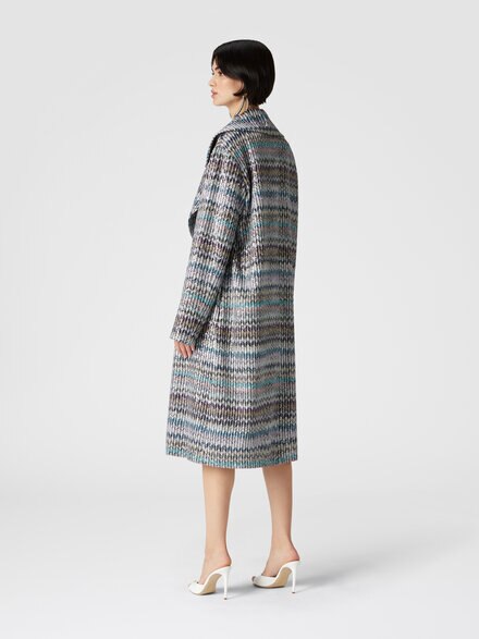 Long coat with sequin appliqué, Multicoloured  - DS24WC0MBC004MSM9EL