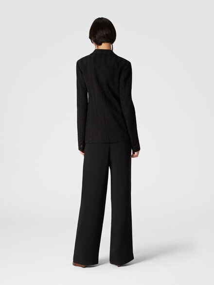 Chevron blazer with satin details, Black    - DS24WF05BV00FM93911