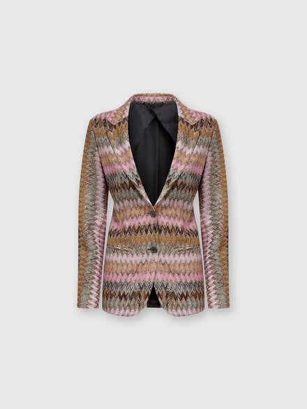 Lamé chevron viscose knit blazer, Multicoloured  - DS24WF06BR00YFS415L