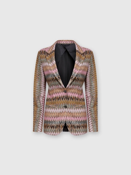 Blazer aus Viskose-Strick mit Chevron Lamé, Mehrfarbig  - DS24WF06BR00YFS415L