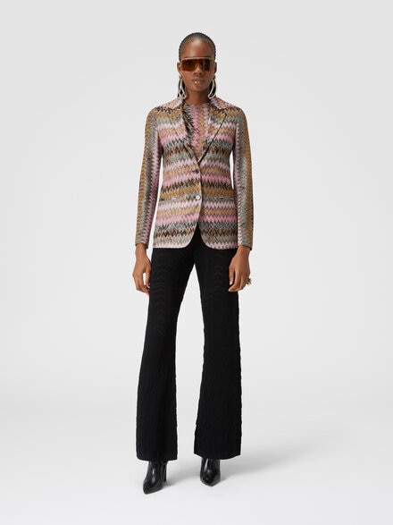 Lamé chevron viscose knit blazer, Multicoloured  - DS24WF06BR00YFS415L