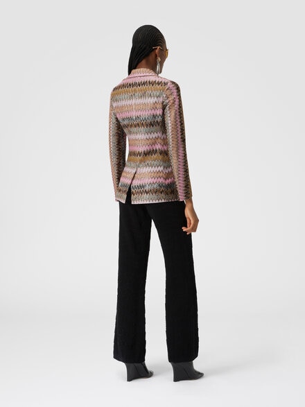 Lamé chevron viscose knit blazer, Multicoloured  - DS24WF06BR00YFS415L